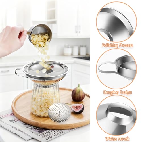upgraded Canning Funnel with Strainer, Wide Mouth Funnels for Set
