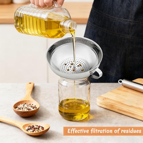 upgraded Canning Funnel with Strainer, Wide Mouth Funnels for Set