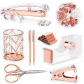 Minimalist Famassi Rose Gold Desk Accessories，Office Supplies Set Acrylic Stapler Set